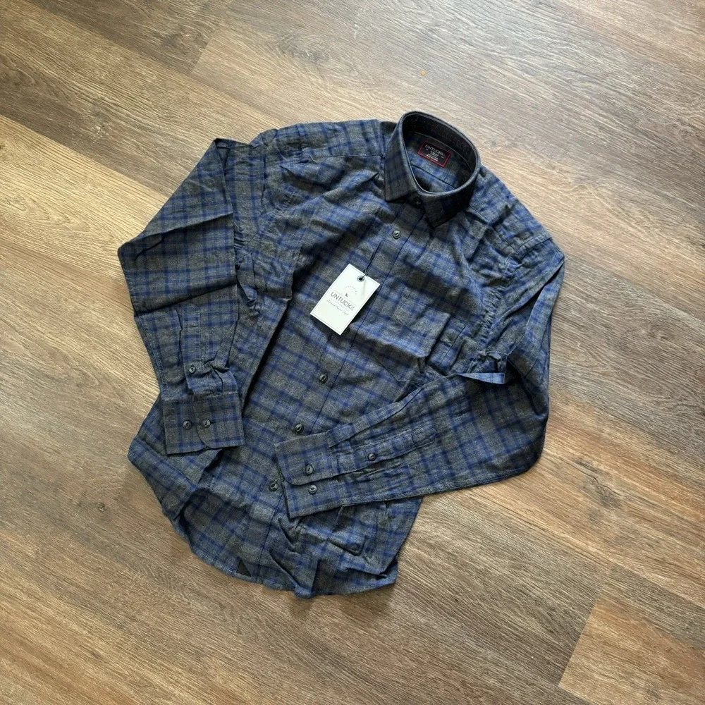 NWT UNTUCKit Macari Flannel Style Mens Long Sleeve Button Up Shirt Size XS Slim - Picture 1 of 11